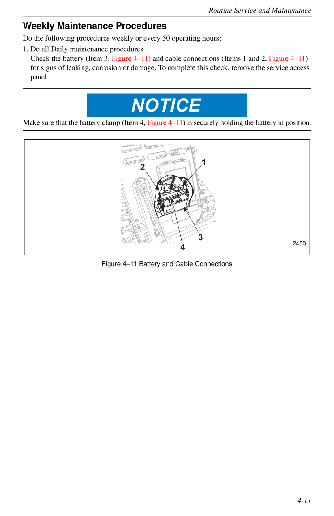 Cellboost 999-823 manual Weekly Maintenance Procedures, Battery and Cable Connections 