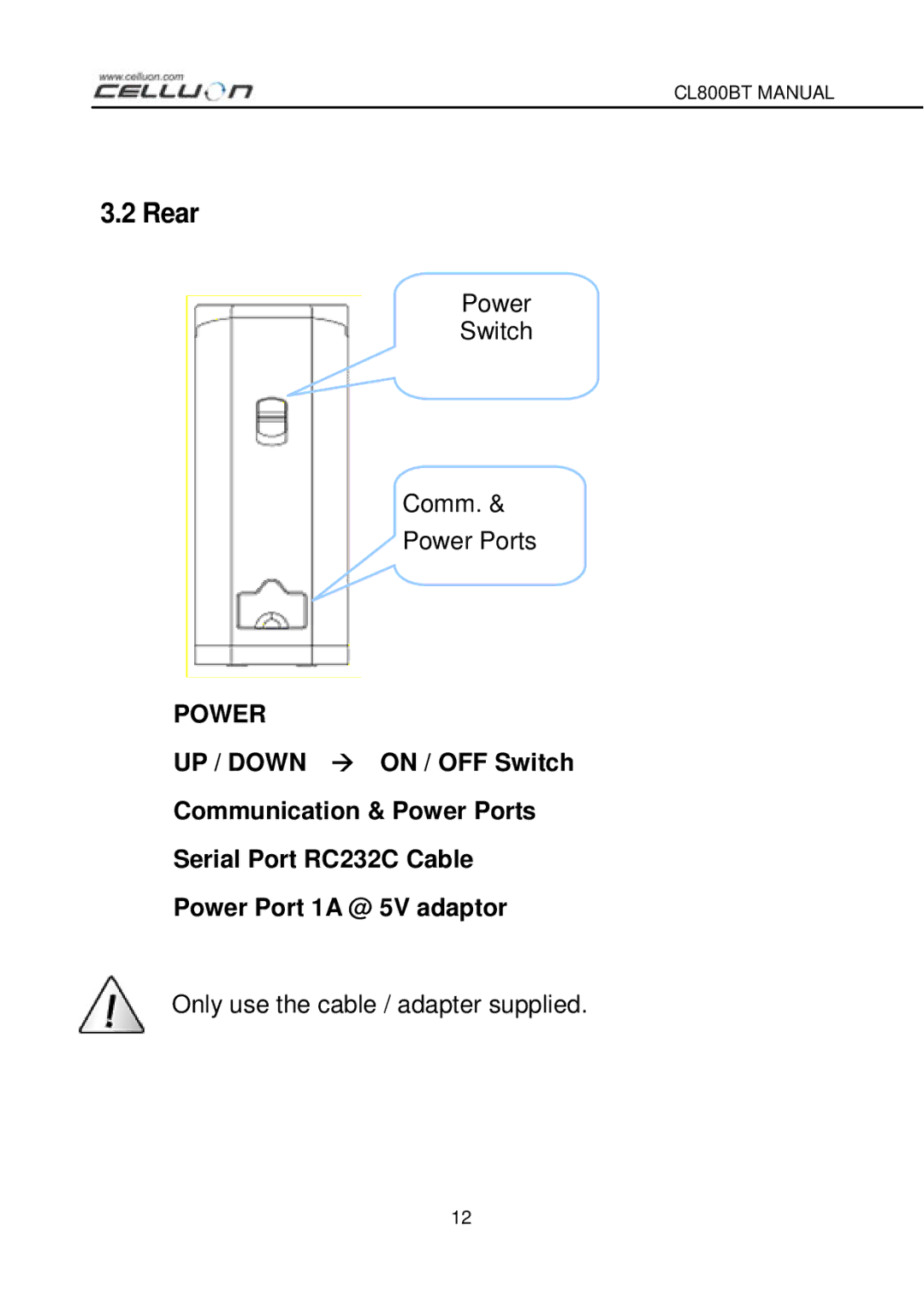 Celluon CL800BT manual Rear 