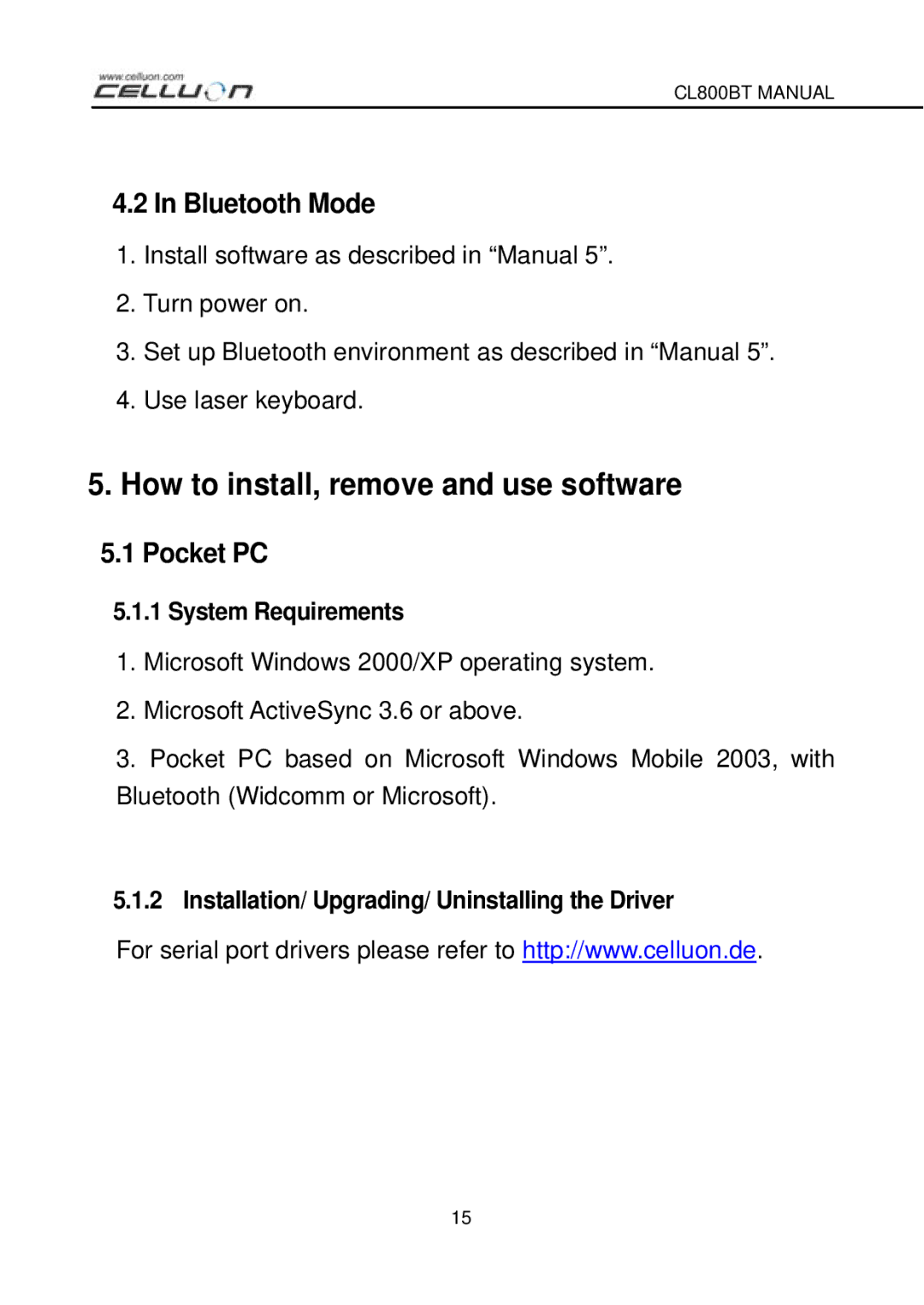 Celluon CL800BT manual How to install, remove and use software, System Requirements 