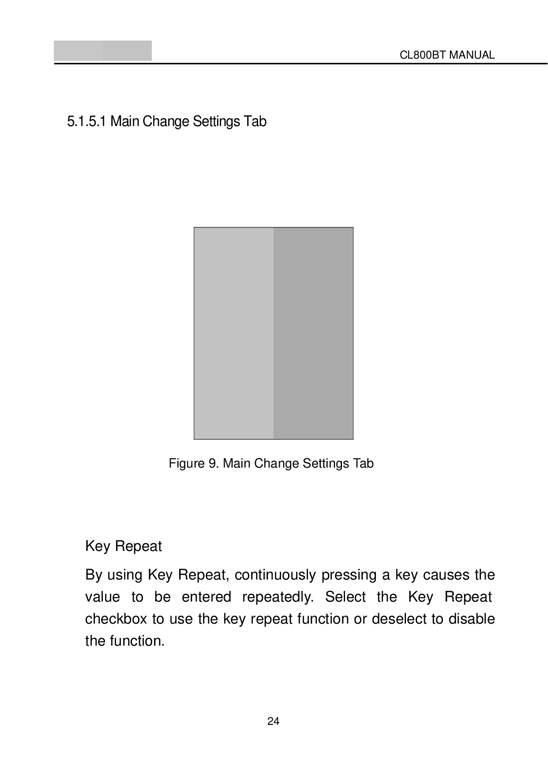 Celluon CL800BT manual Key Repeat, Main Change Settings Tab 