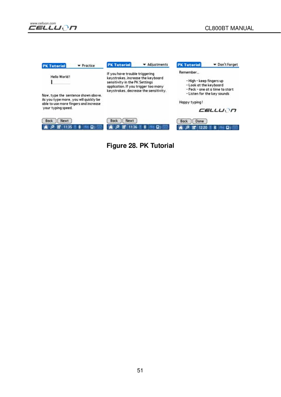 Celluon CL800BT manual PK Tutorial 