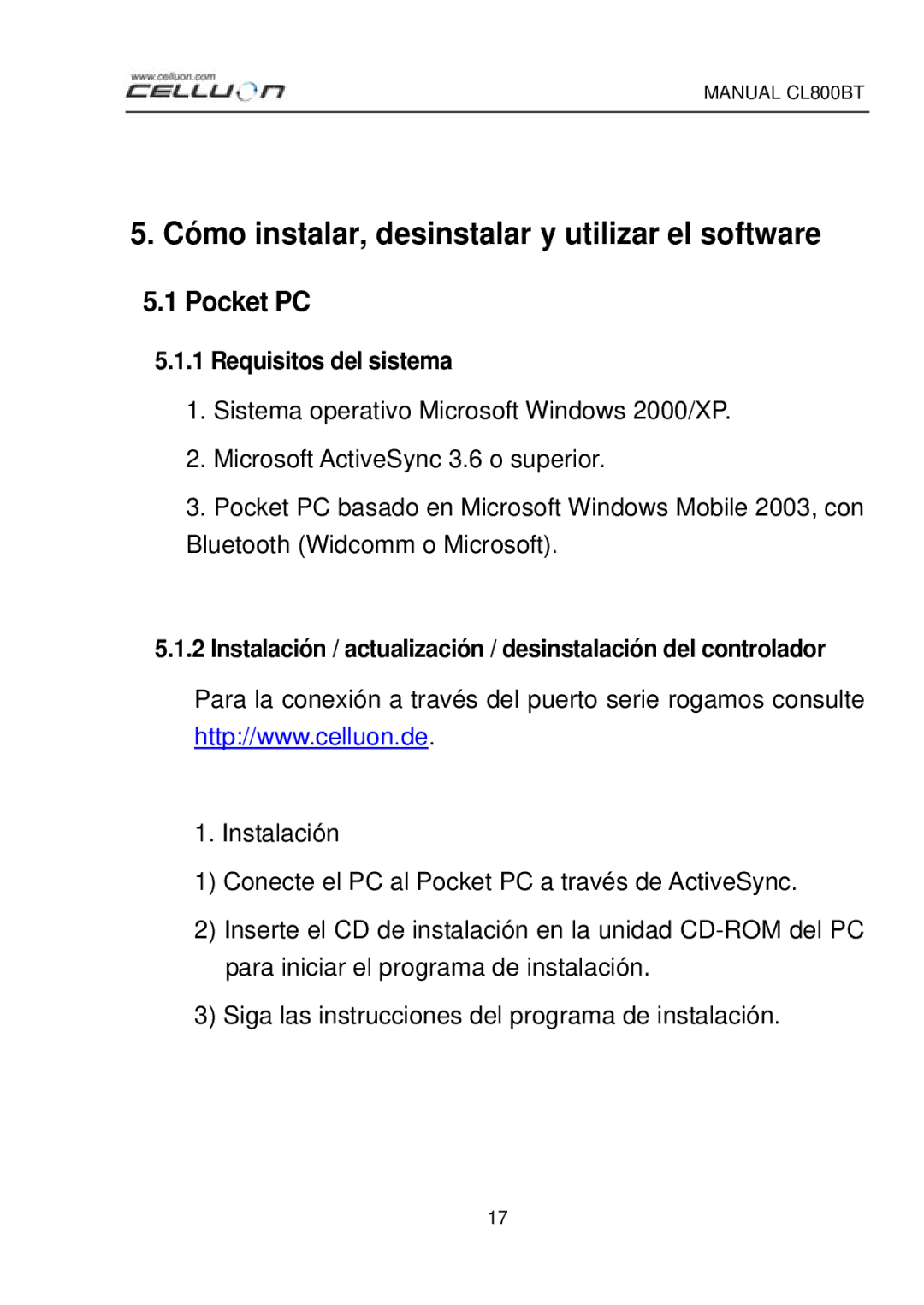 Celluon CL800BT manual Cómo instalar, desinstalar y utilizar el software, Requisitos del sistema 