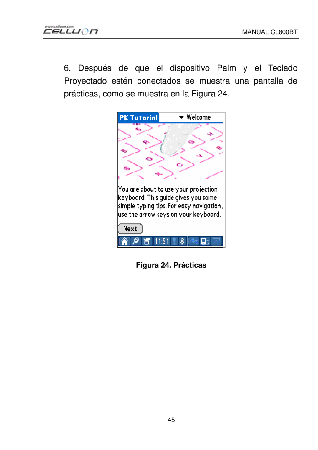 Celluon CL800BT manual Figura 24. Prácticas 