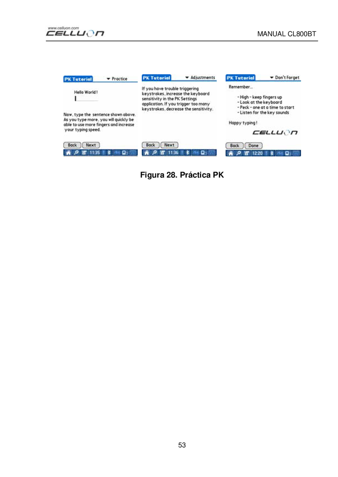 Celluon CL800BT manual Figura 28. Práctica PK 