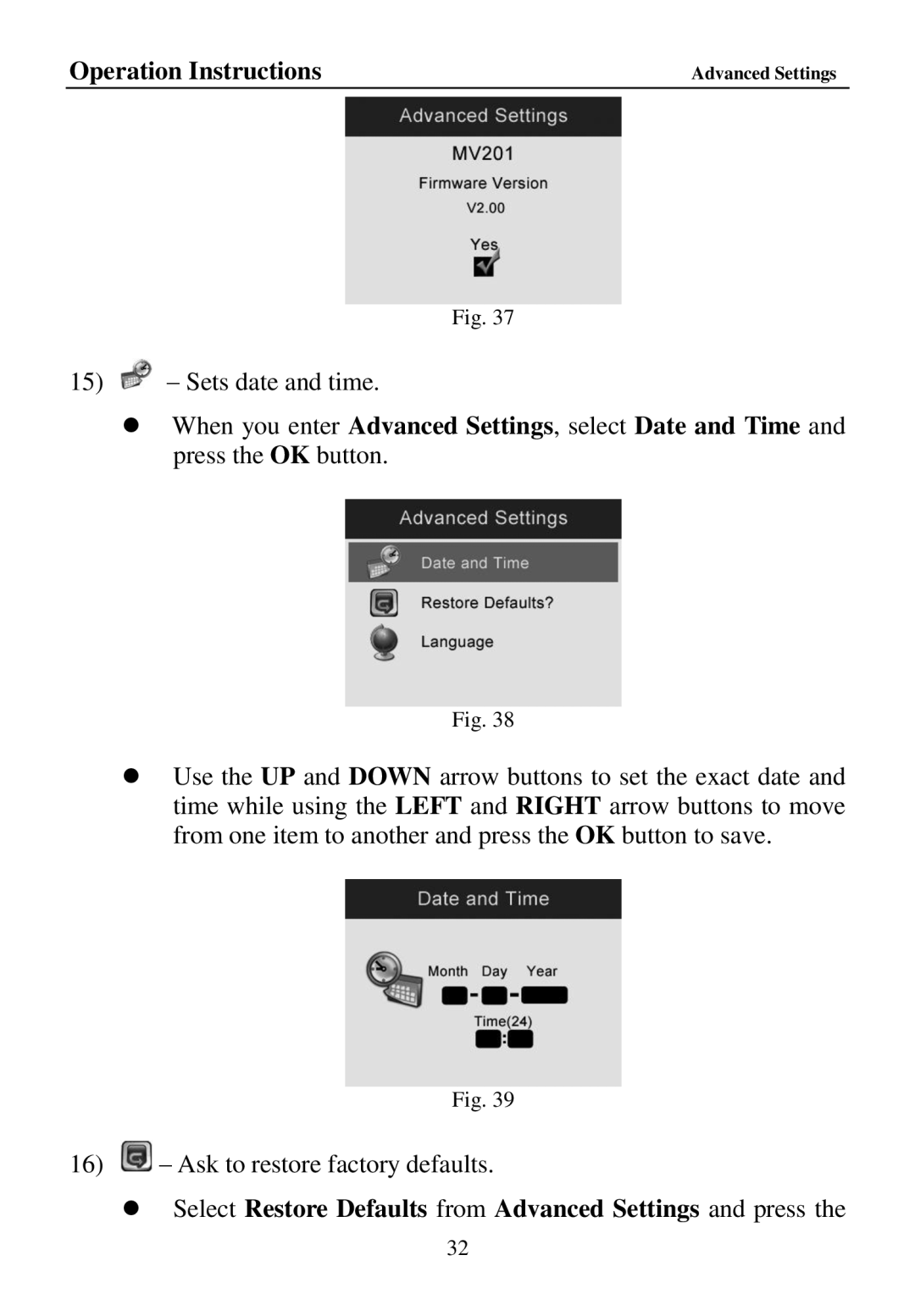 Cenix Digicom 67980 manual  Select Restore Defaults from Advanced Settings and press 