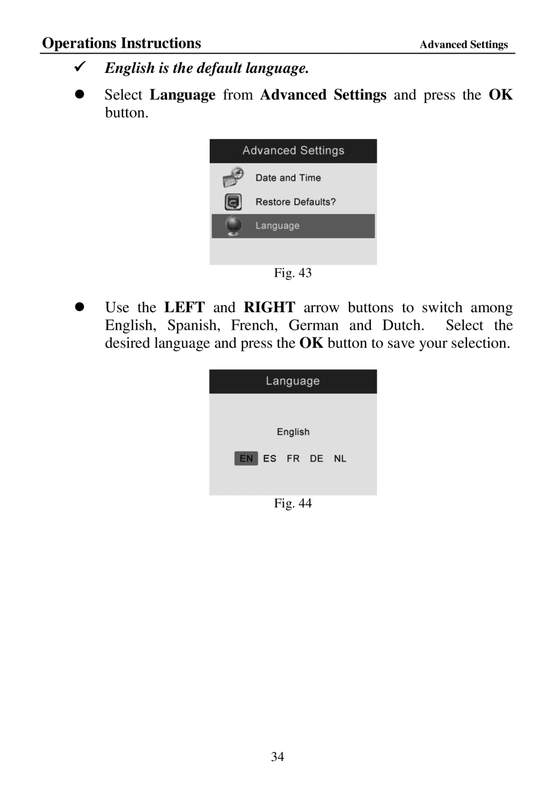 Cenix Digicom 67980 manual  English is the default language 