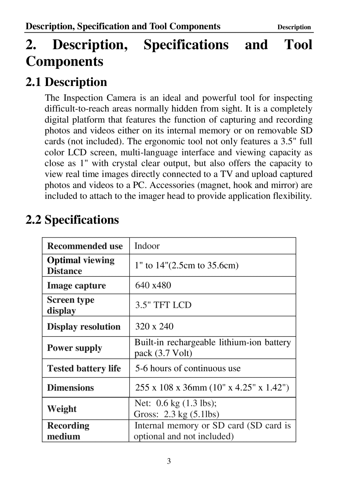 Cenix Digicom 67980 manual Description, Specifications and Tool Components 