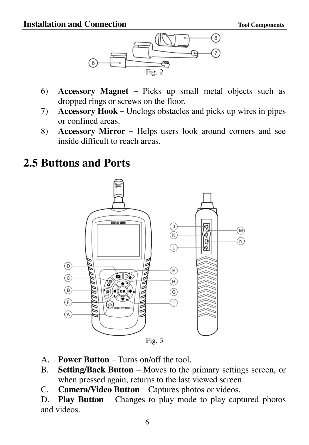 Cenix Digicom 67980 manual Buttons and Ports 