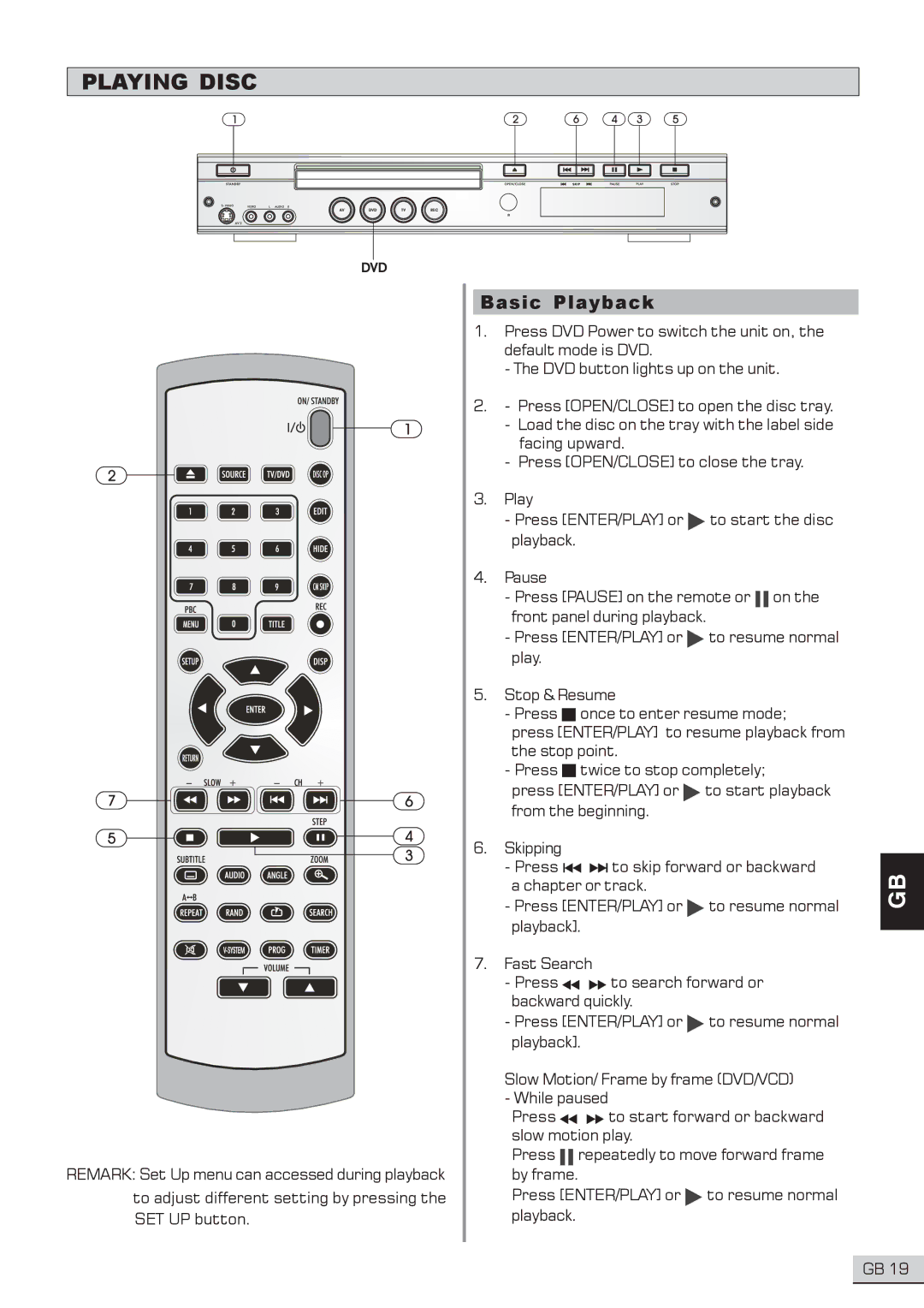 Centrios 1611304 user manual Playing Disc, Basic Playback 