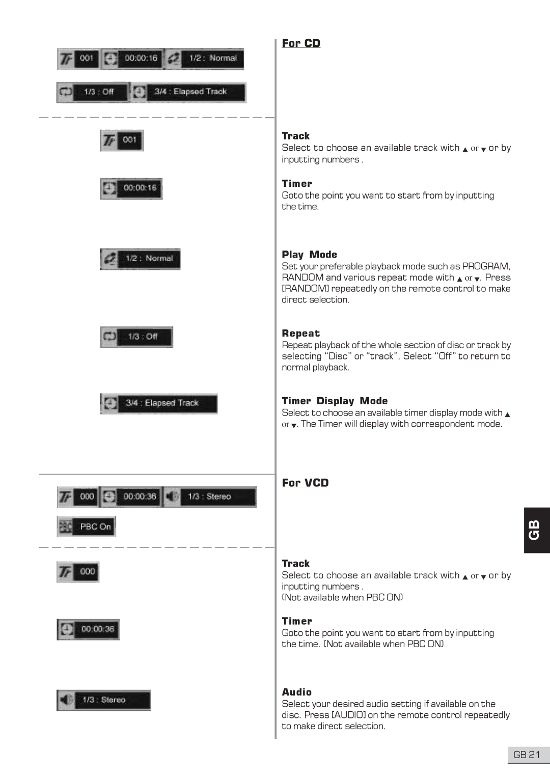 Centrios 1611304 user manual For CD, For VCD 