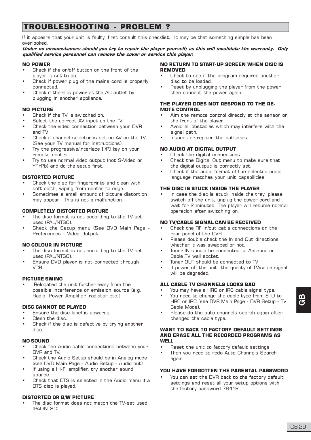 Centrios 1611304 user manual Troubleshooting Problem ?, No Power 