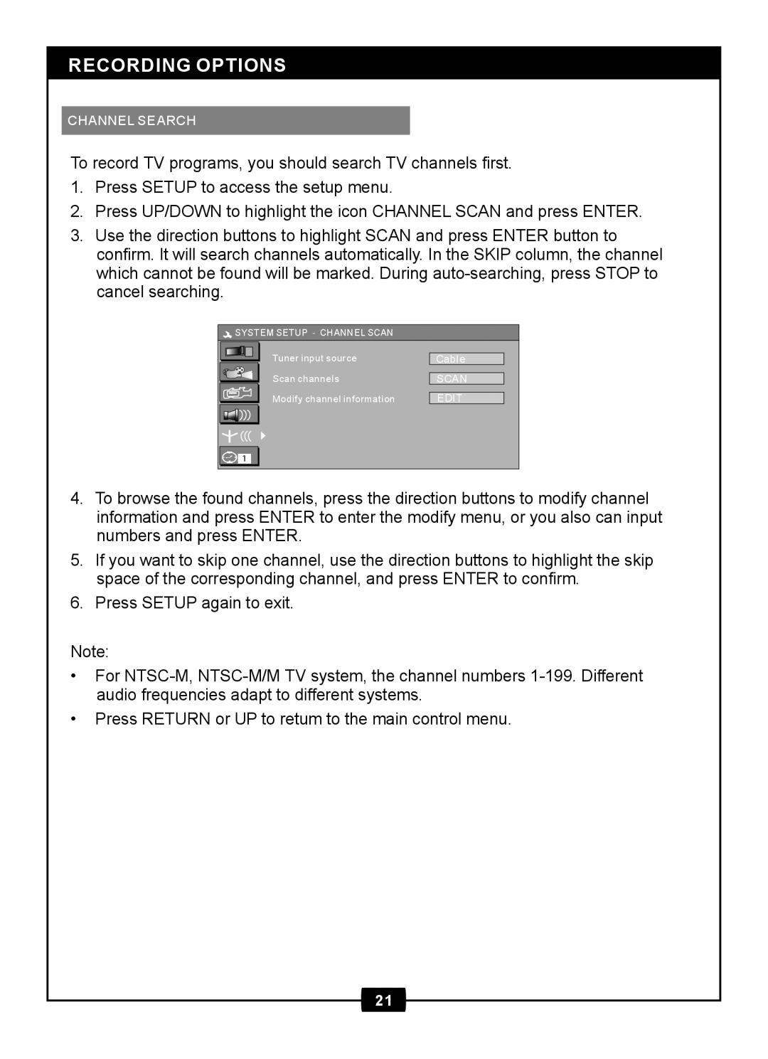 Centrios 1611305 manual Recording Options 