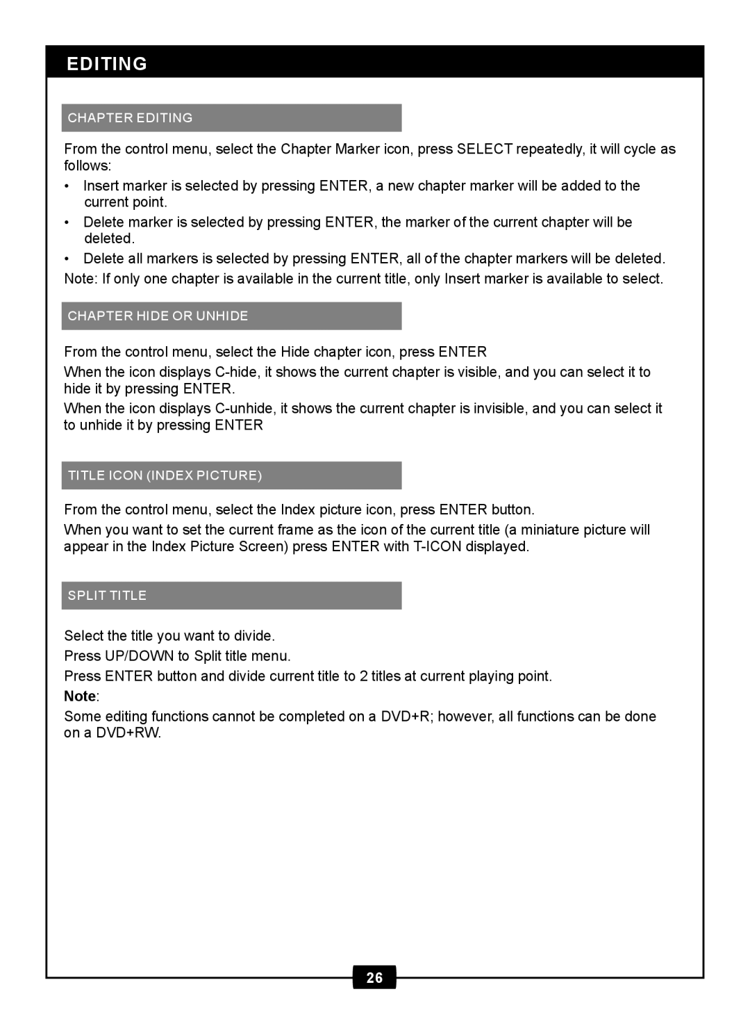 Centrios 1611305 manual Chapter Editing 