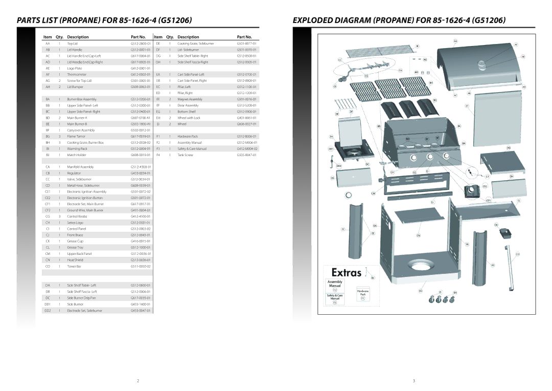 Centro 3900 warranty Exploded Diagram Propane for 85-1626-4 G51206 