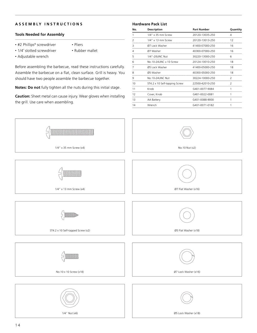 Centro 4000AS warranty S E M B L Y I N S T R U C T I O N S, Tools Needed for Assembly, Hardware Pack List 