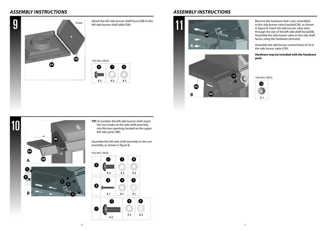 Centro 07012009 SA, G41204, G41205, 2900S warranty Figure B. Insert the side burner valve stem 