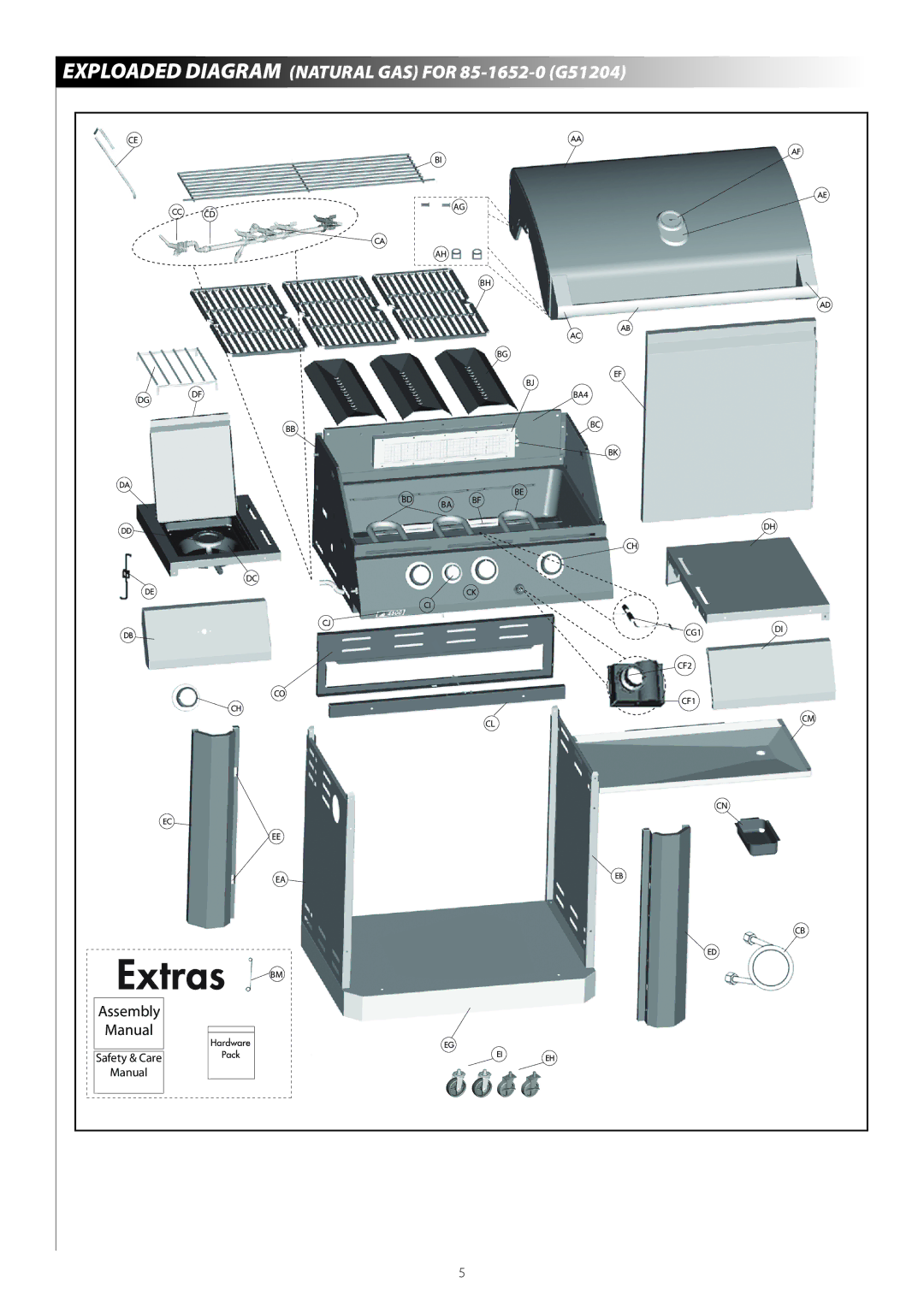 Centro G51202 warranty Exploaded Diagram Natural GAS for 85-1652-0 G51204 