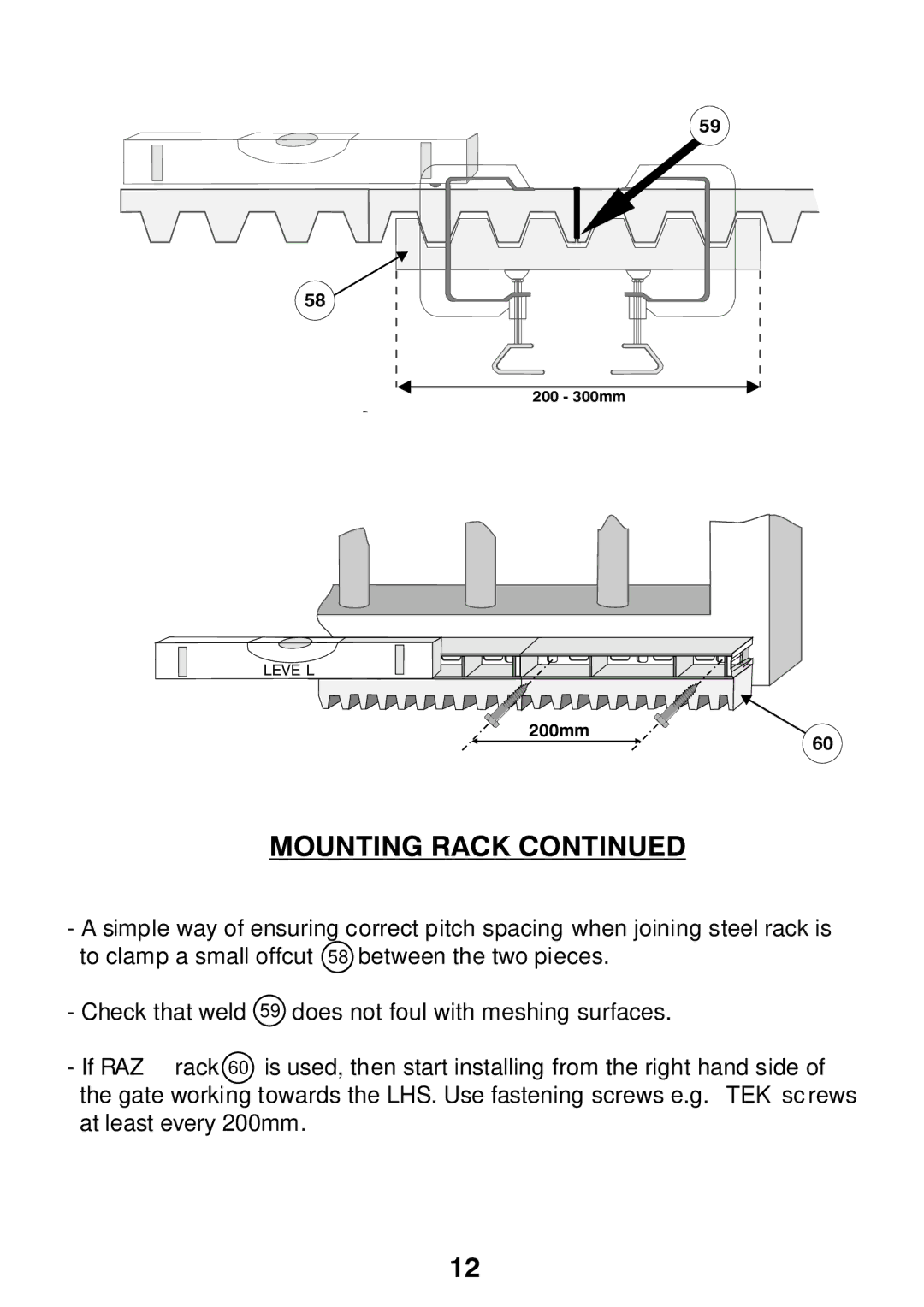 Centurion CP72SR5 installation manual 200mm 