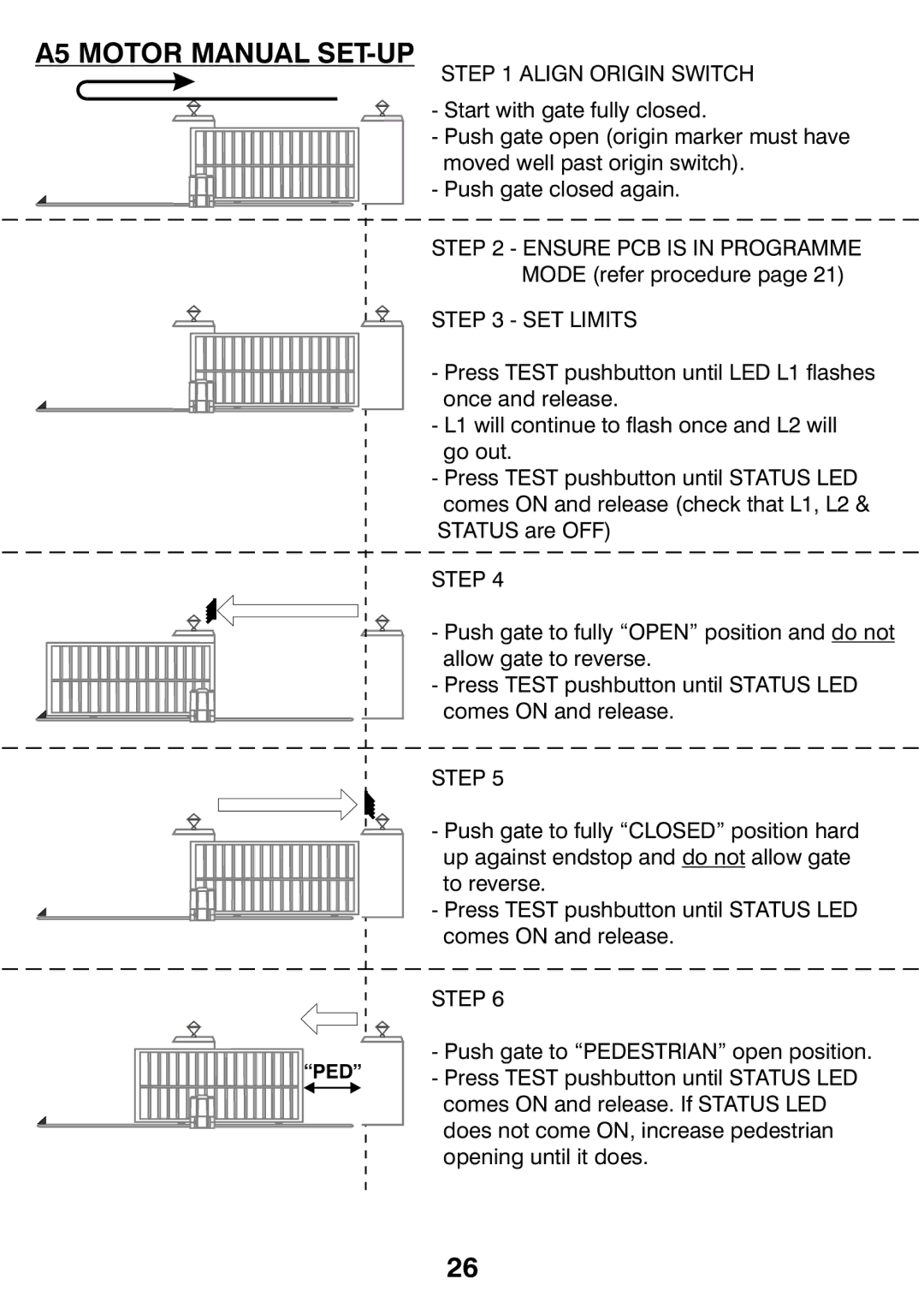 Centurion CP72SR5 installation manual A5 Motor Manual SET-UP, Align Origin Switch 