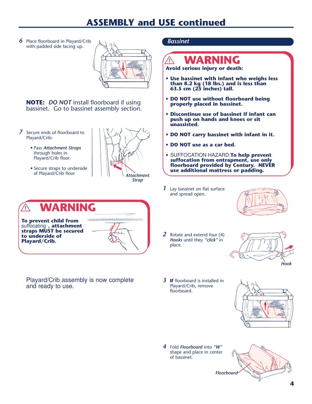 Century 10-762 instruction manual Bassinet 