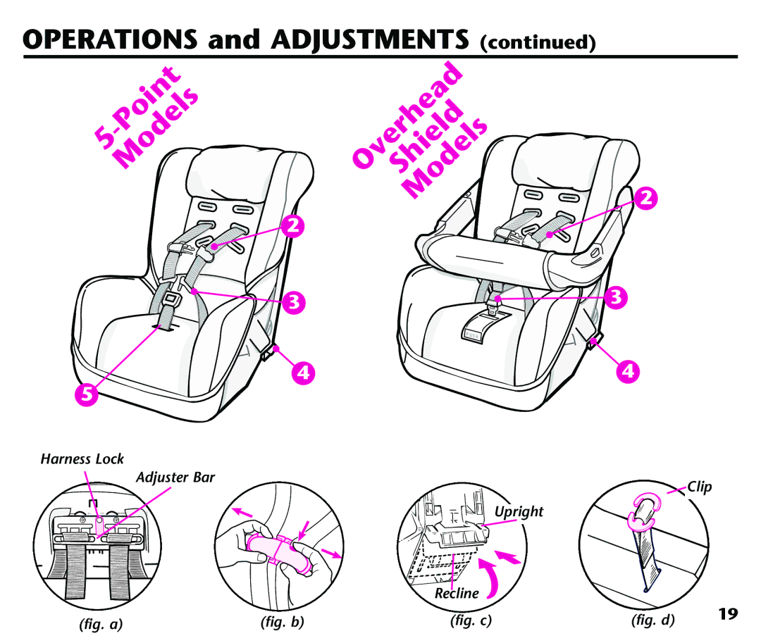 Century 44164, 44339 instruction manual Harness Lock Adjuster Bar, Upright Recline 