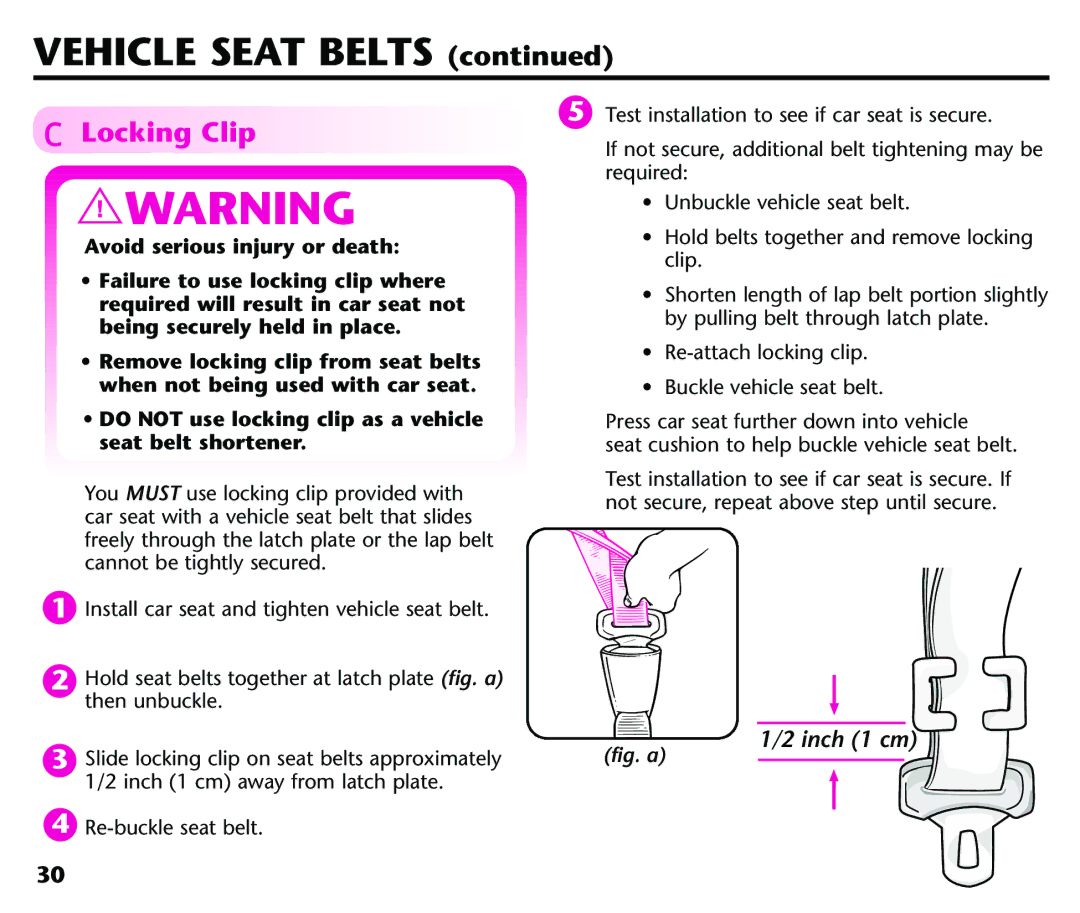 Century 44339, 44164 instruction manual Locking Clip 