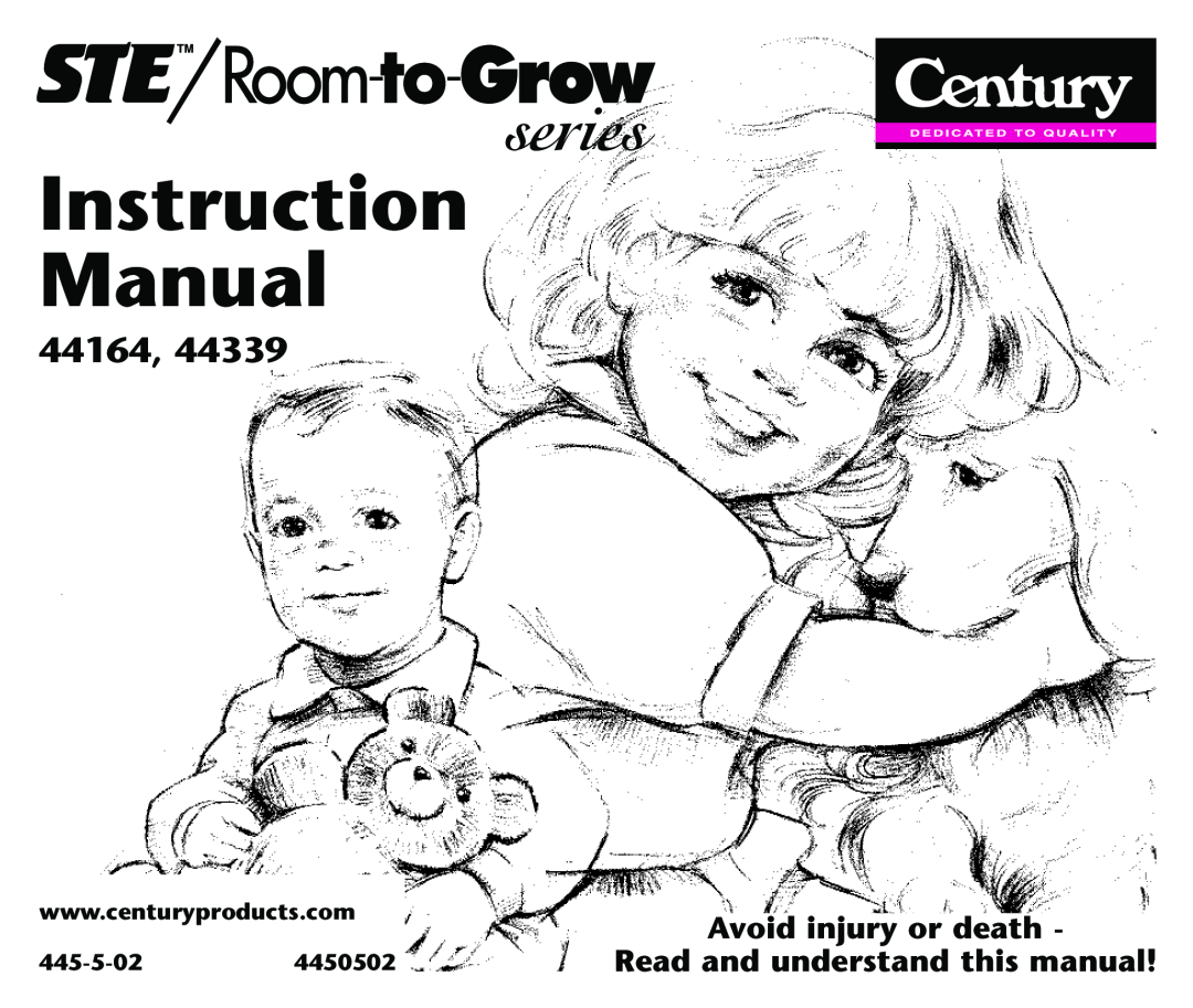 Century 44164, 44339 instruction manual Avoid injury or death Read and understand this manual, 445-5-024450502 
