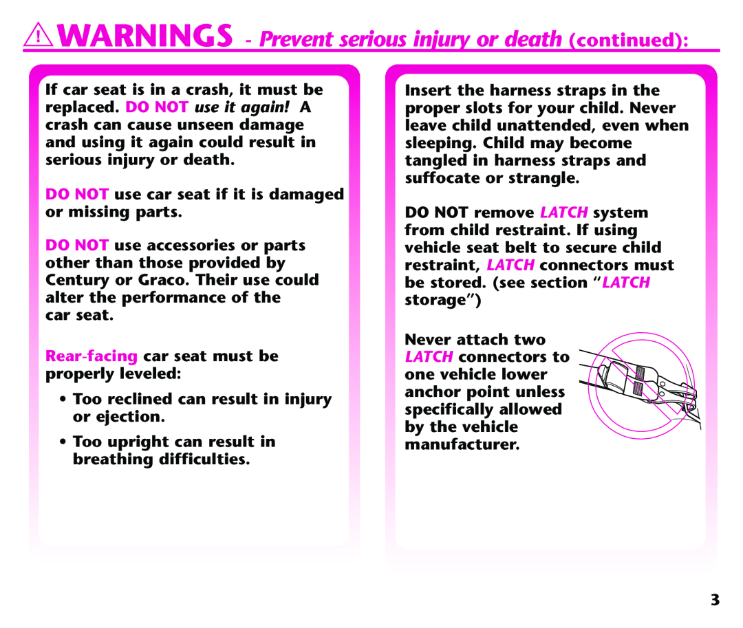 Century 44164, 44339 WARNINGS - Prevent serious injury or death continued, replaced. DO NOT use it again! A 
