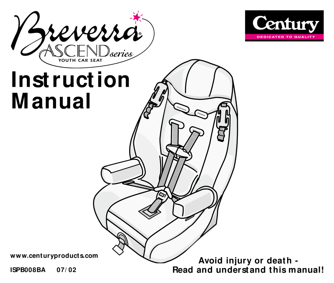 Century 44892L manual Avoid injury or death Read and understand this manual 