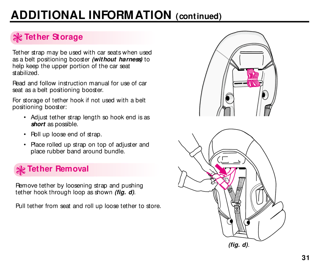 Century 44892L manual Additional Information, Tether Storage, Tether Removal 