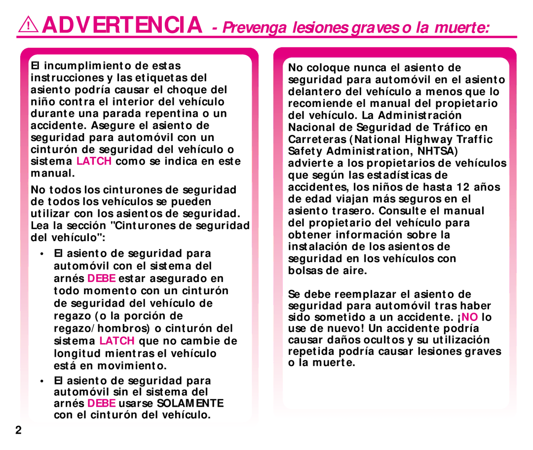 Century 44892L manual Advertencia Prevenga lesiones graves o la muerte 