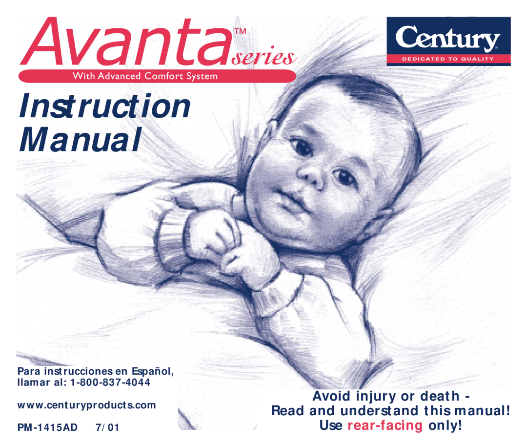 Century Avanta manual Avoid injury or death Read and understand this manual 