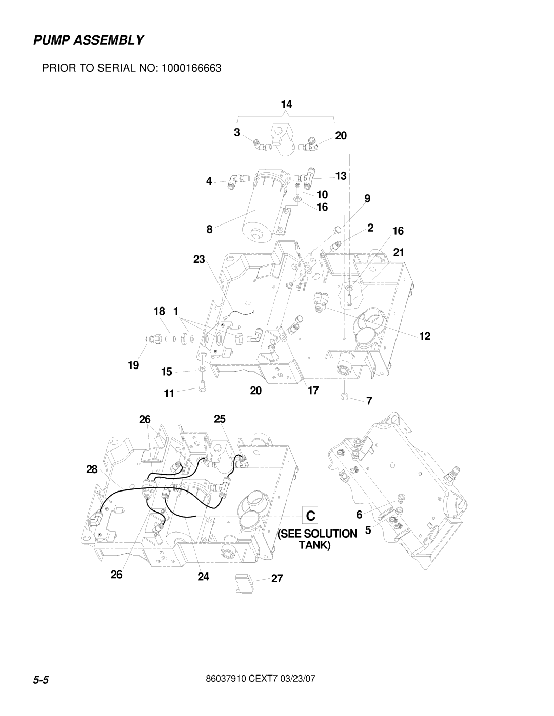 Century CEXT7 manual Pump Assembly, See Solution 5 Tank 