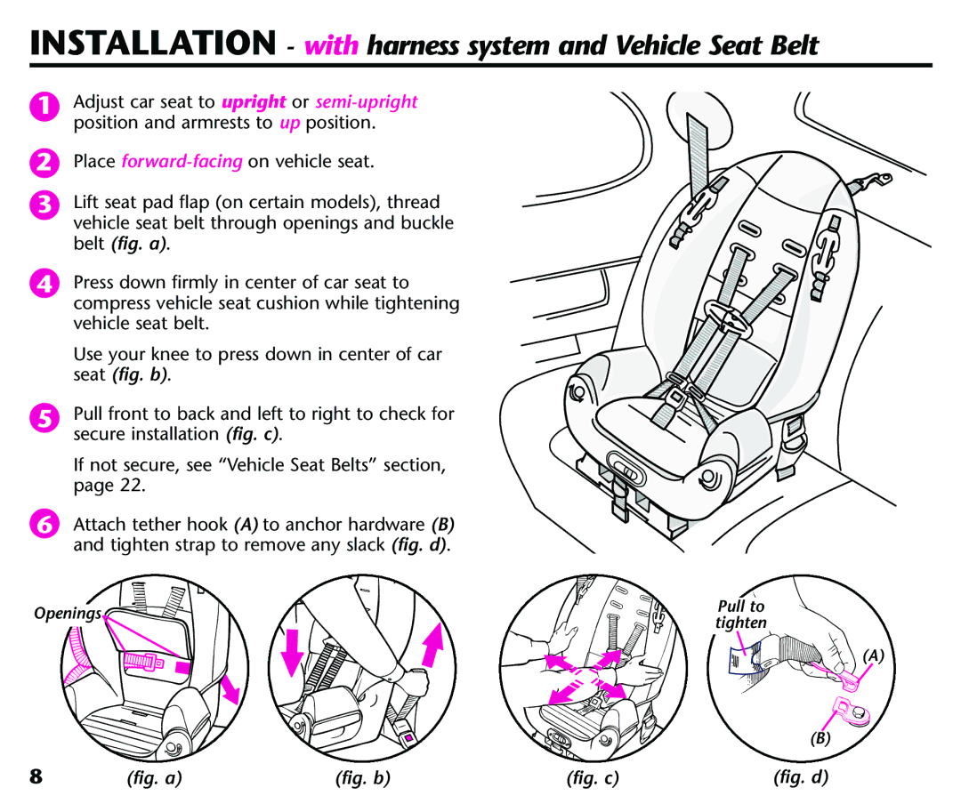 Century Deluxe Series instruction manual Belt fig. a, Seat fig. b 