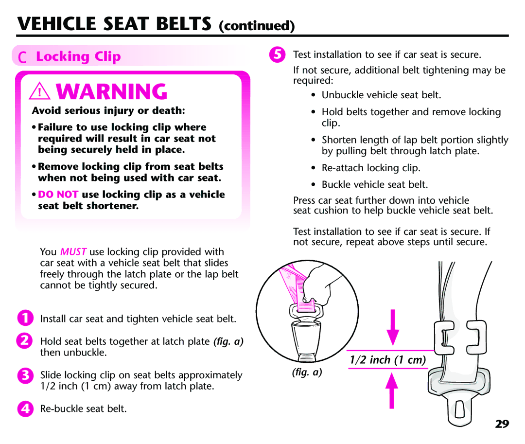 Century Deluxe Series instruction manual Locking Clip 