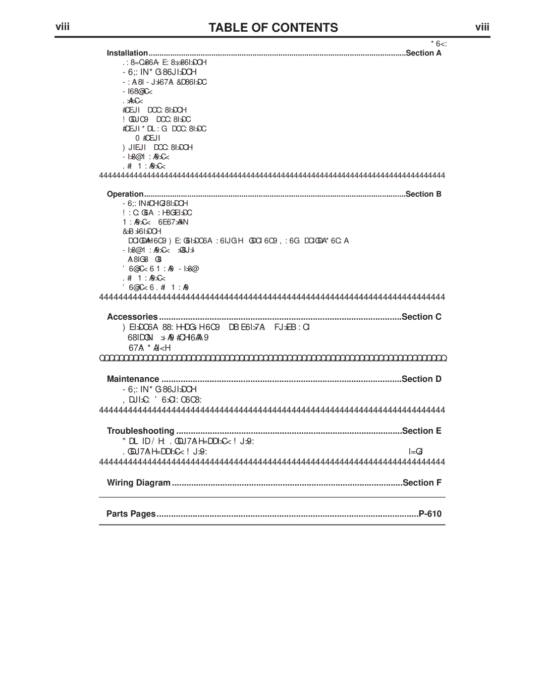 Century IM10008 manual Table of Contents 