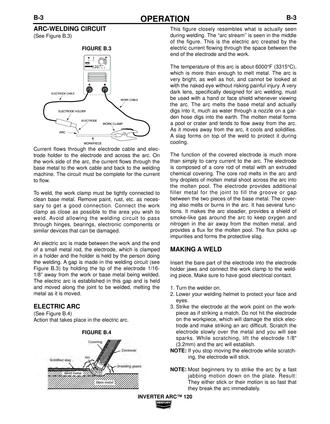 Century IM998 manual ARC-WELDING Circuit, Electric ARC, Making a Weld 