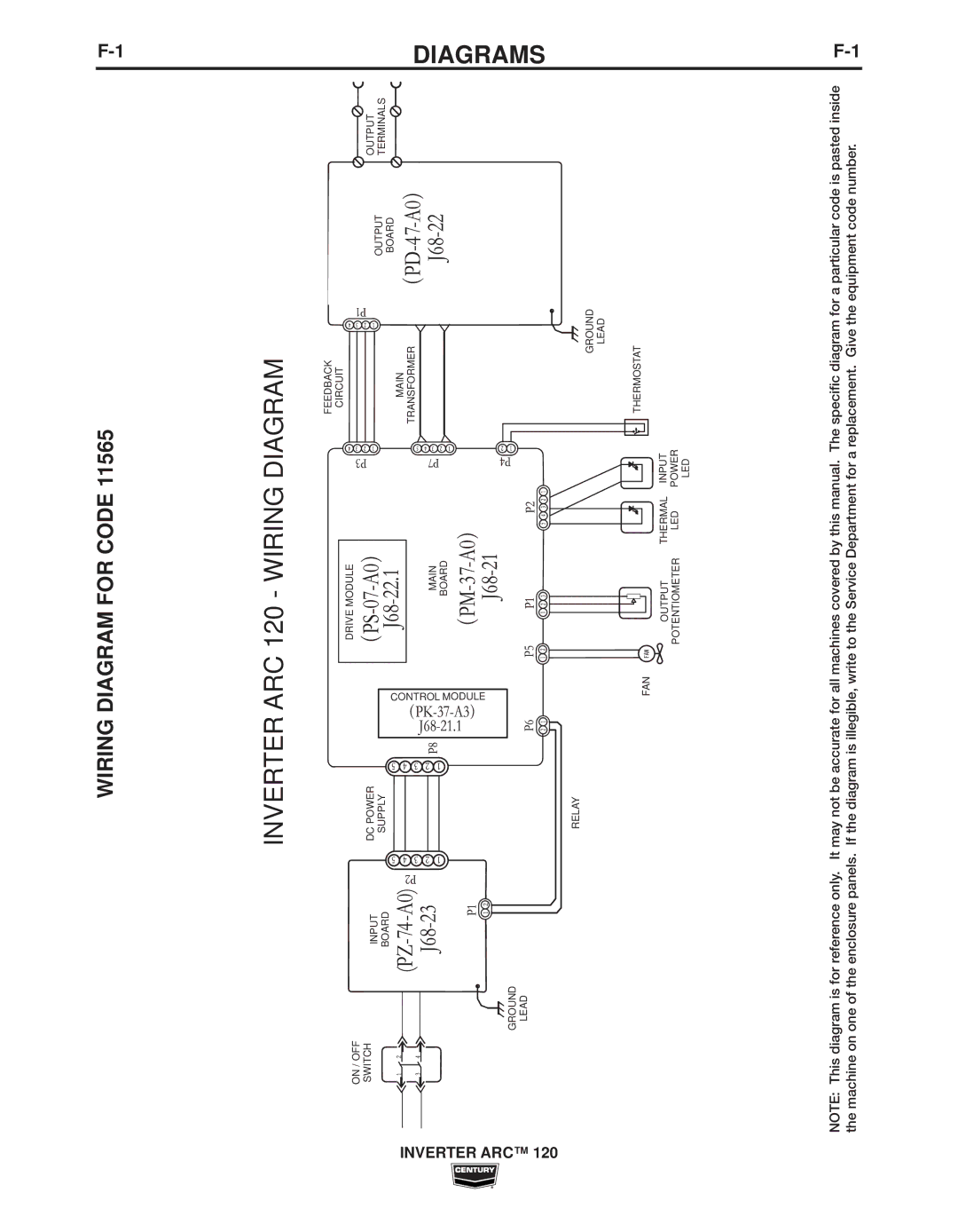 Century IM998 manual Diagrams, Wiring Diagram for Code 