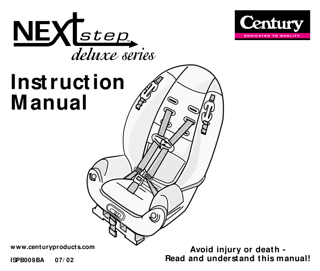 Century ISPB009BA manual Avoid injury or death Read and understand this manual 