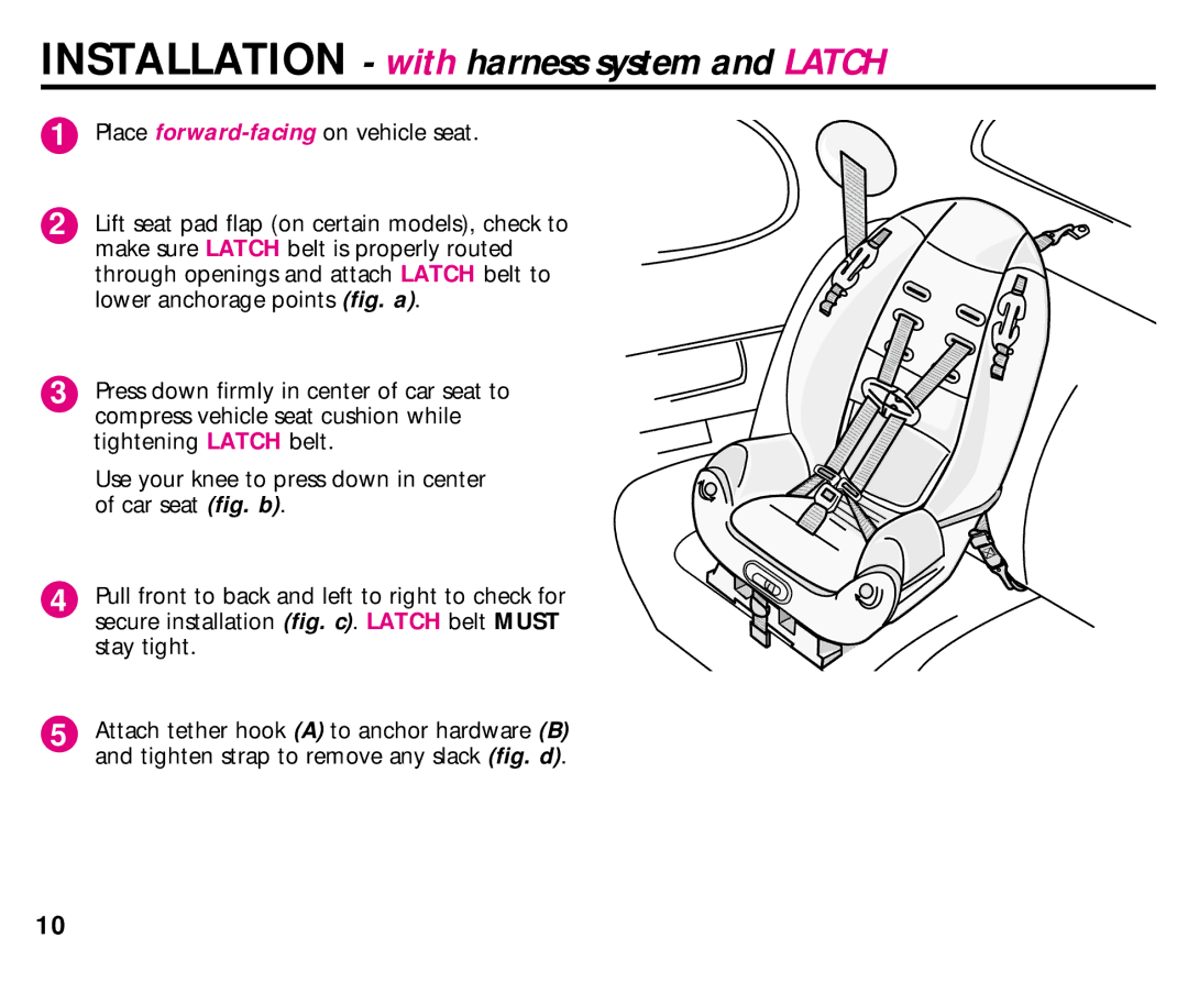 Century ISPB009BA manual Installation with harness system and Latch 