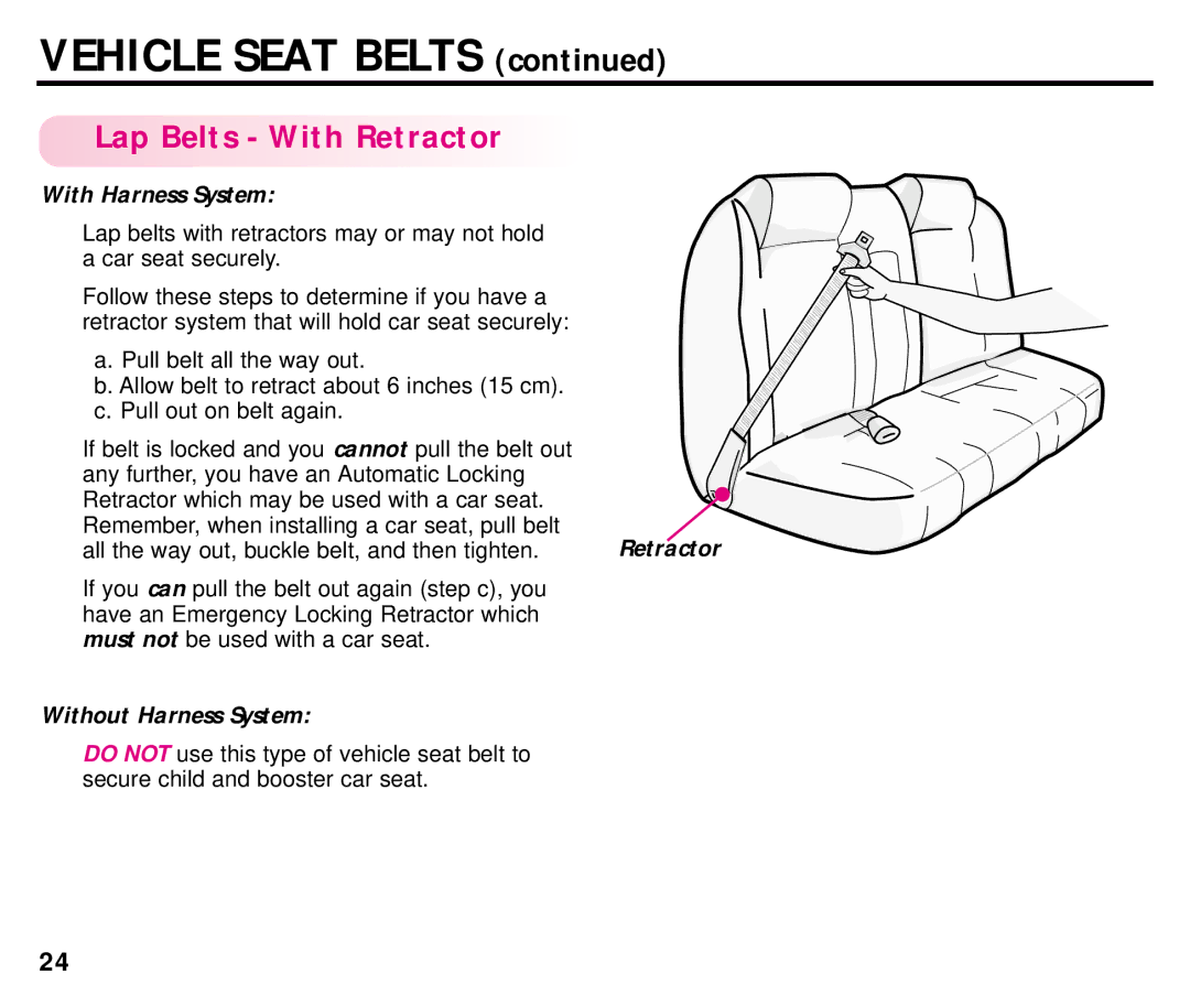 Century ISPB009BA manual Lap Belts With Retractor 