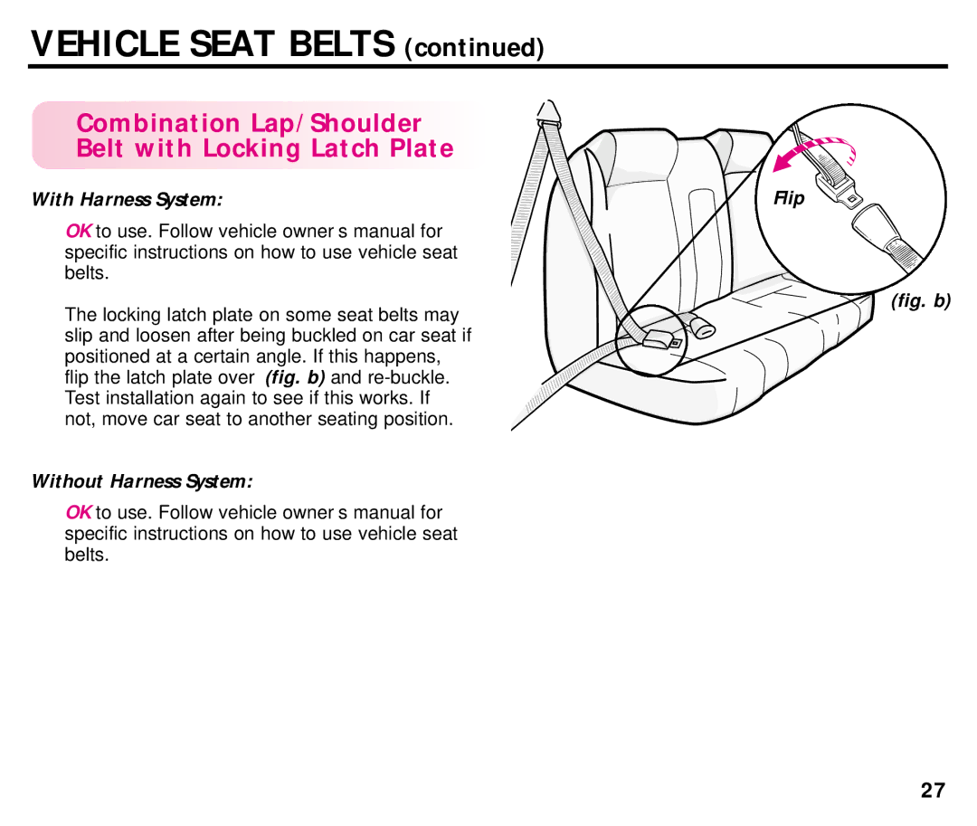 Century ISPB009BA manual Combination Lap/Shoulder Belt with Locking Latch Plate, With Harness System Flip 