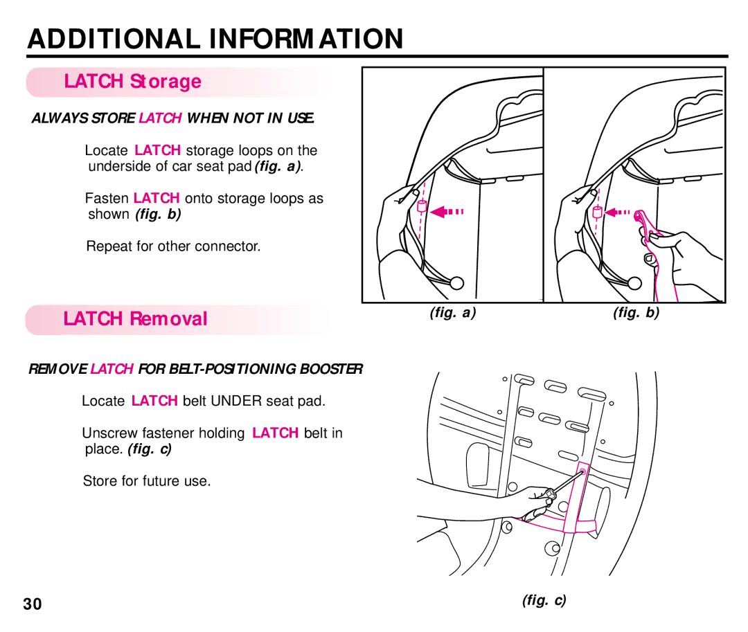 Century ISPB009BA manual Additional Information, Latch Storage 