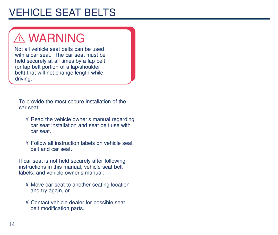 Century Plus 22 manual Vehicle Seat Belts 