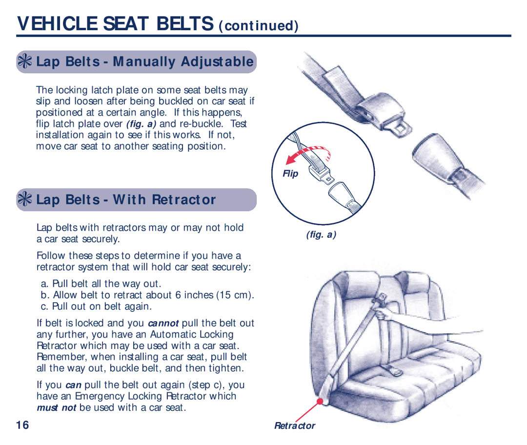 Century Plus 22 manual Lap Belts Manually Adjustable, Lap Belts With Retractor, Flip 