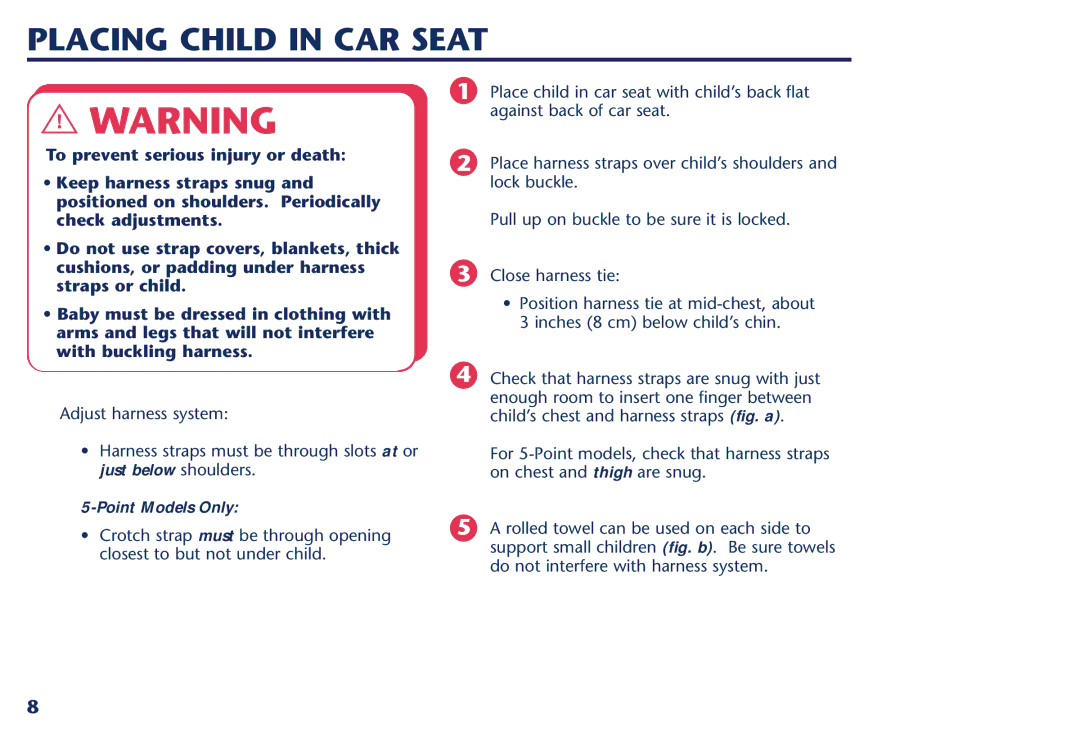 Century PM-1026AB manual Placing Child in CAR Seat, Point Models Only 