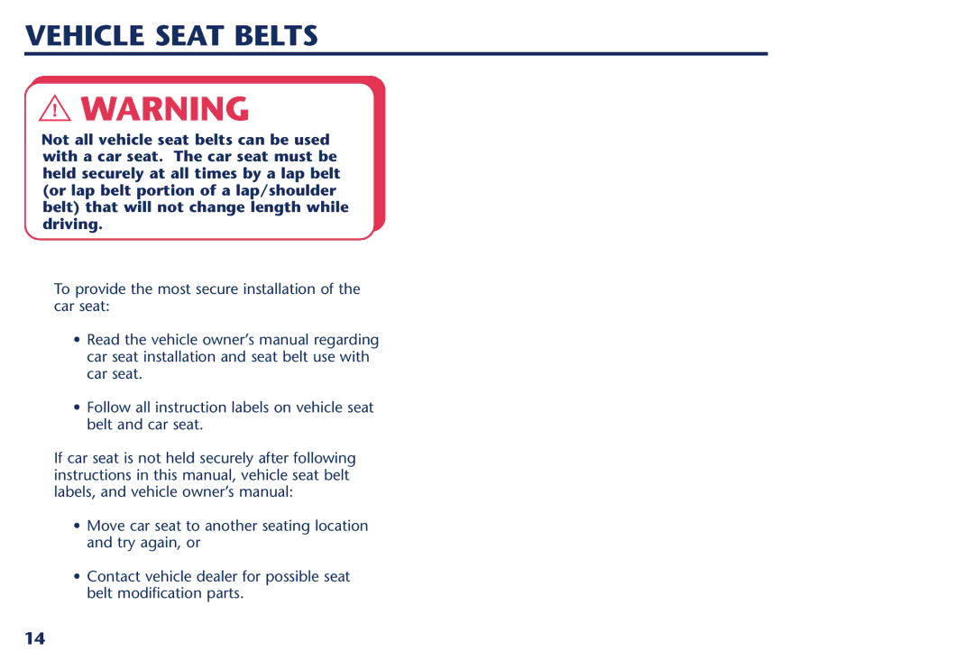 Century PM-1026AB manual Vehicle Seat Belts 