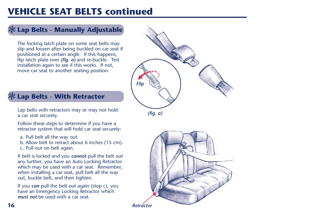 Century PM-1026AB manual Lap Belts Manually Adjustable, Lap Belts With Retractor, Flip 