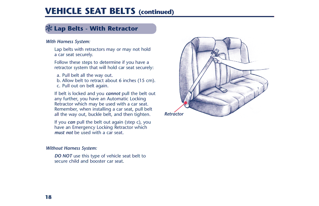 Century PM-1378AB instruction manual Lap Belts With Retractor 