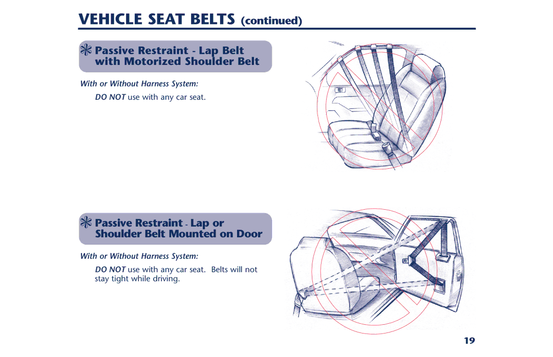 Century PM-1378AB Passive Restraint Lap Belt with Motorized Shoulder Belt, With or Without Harness System 